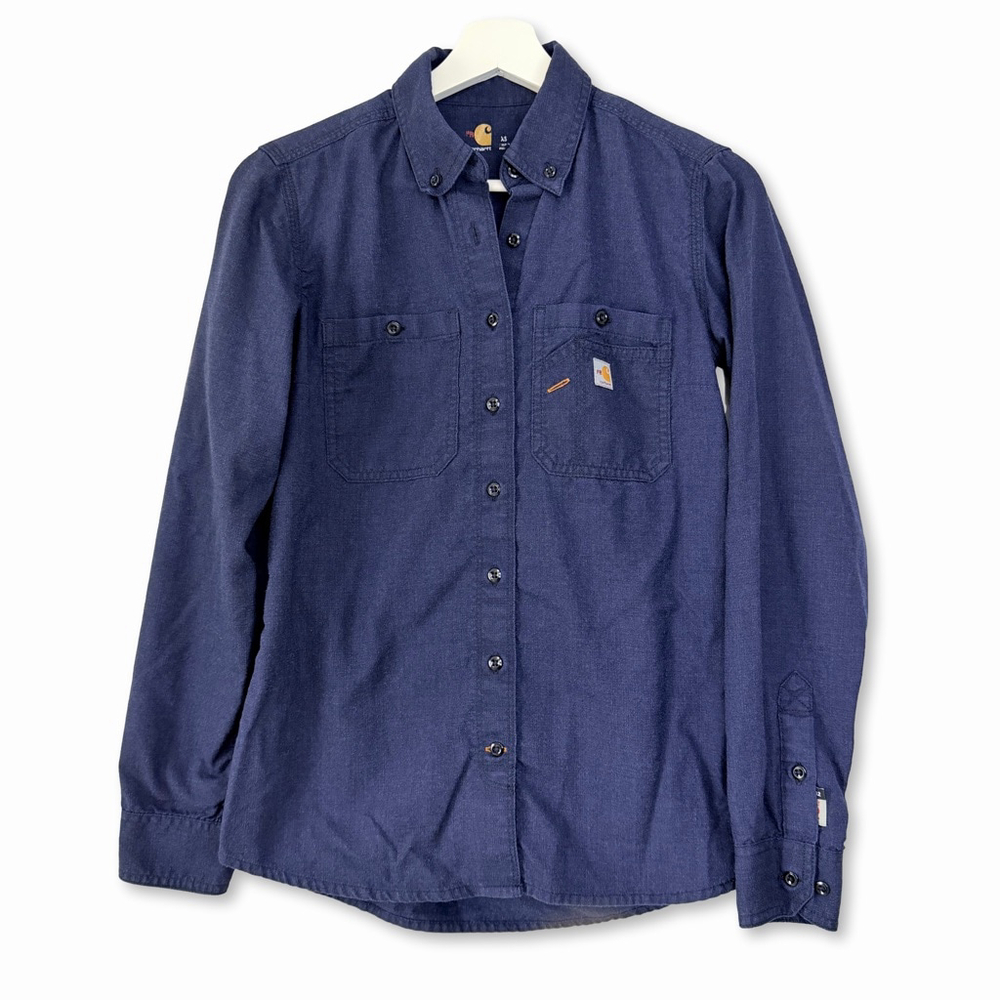 Carhartt Flame Resistant Force Blue Button Down Shirt XS